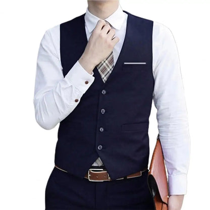 2025 Men Vest Single-breasted V Neck Formal Waistcoat Suit Vest Men Wedding Summer Beach One Piece Waistcoat V Neck Fashion Cost