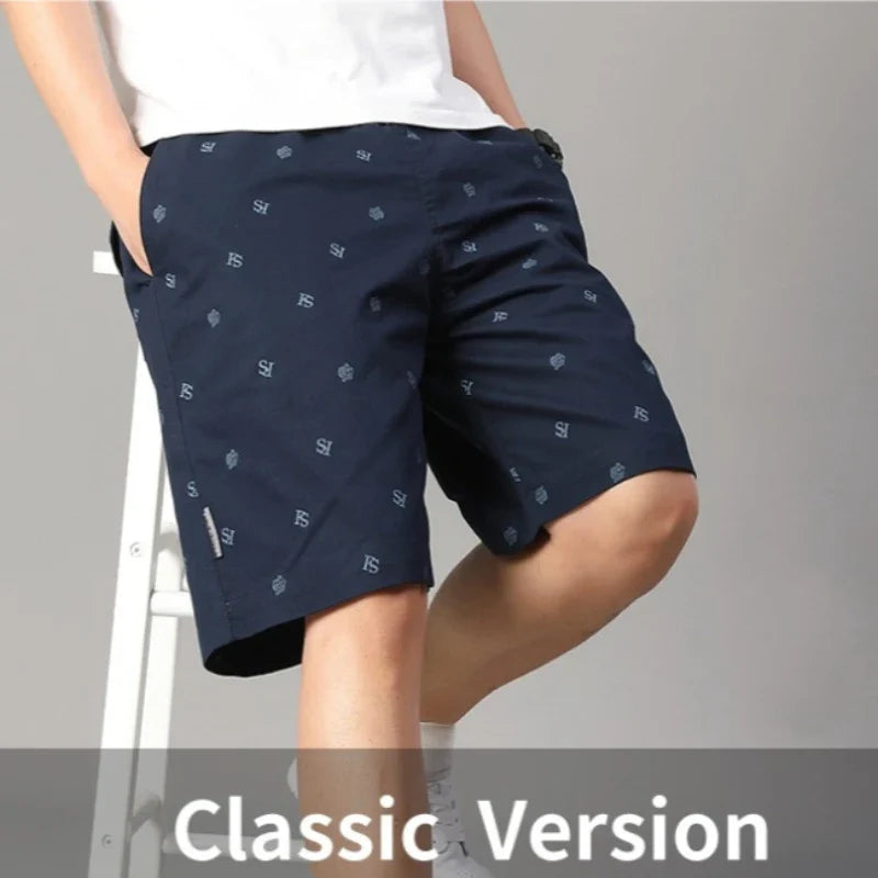 Men's Cotton Print Shorts Streetwear Casual Cotton Workwear Summer Breathable Fitness Knee Shorts Sports Shorts Sweatwear 6XL
