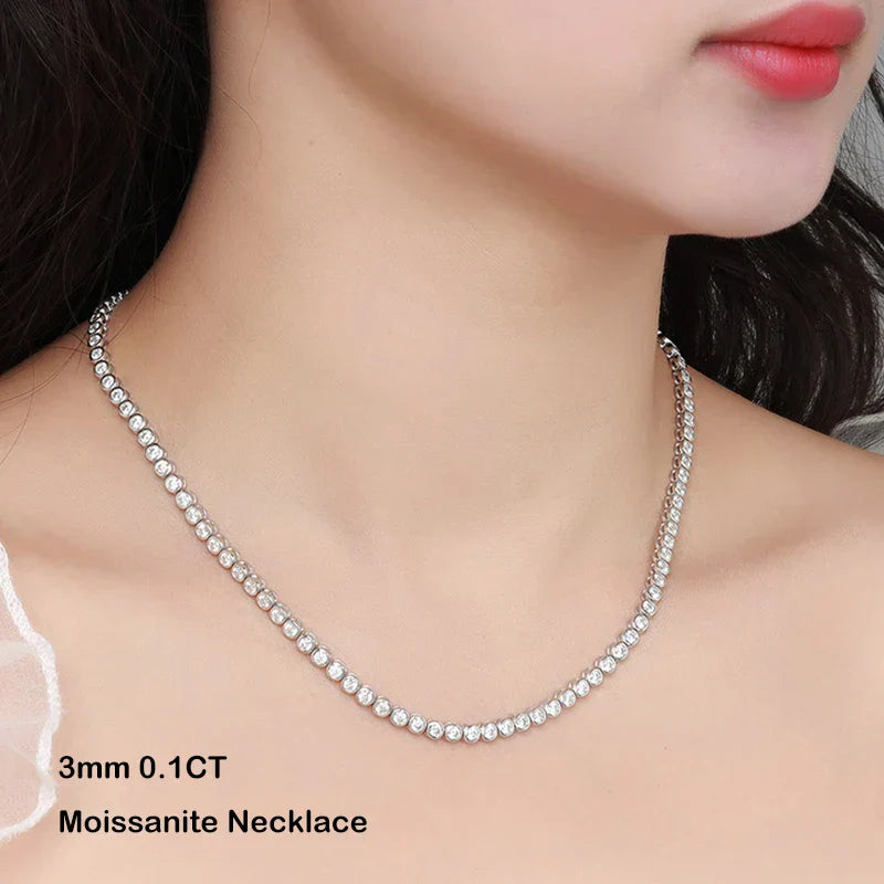 Sparkling 0.1ct 3mm Moissanite Tennis Bracelet with GRA for Women Party Fine Jewelry S925 Sterling Silver Diamond Bracelets