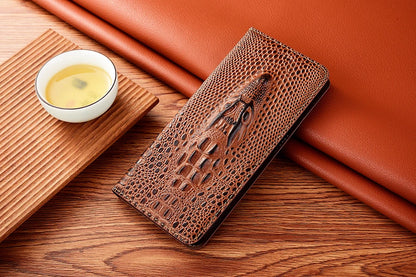 Crocodile Genuine Leather Magnetic Flip Case For iPhone 16 16e 15 14 11 12 13 Pro X XS Max Plus Mini SE 2025 All-inclusive Cover