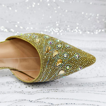 Elegant Italian Design Pointy Heels with Rhinestone-Embellished Laurel Shape - Comfortable & Durable for Every Occasion