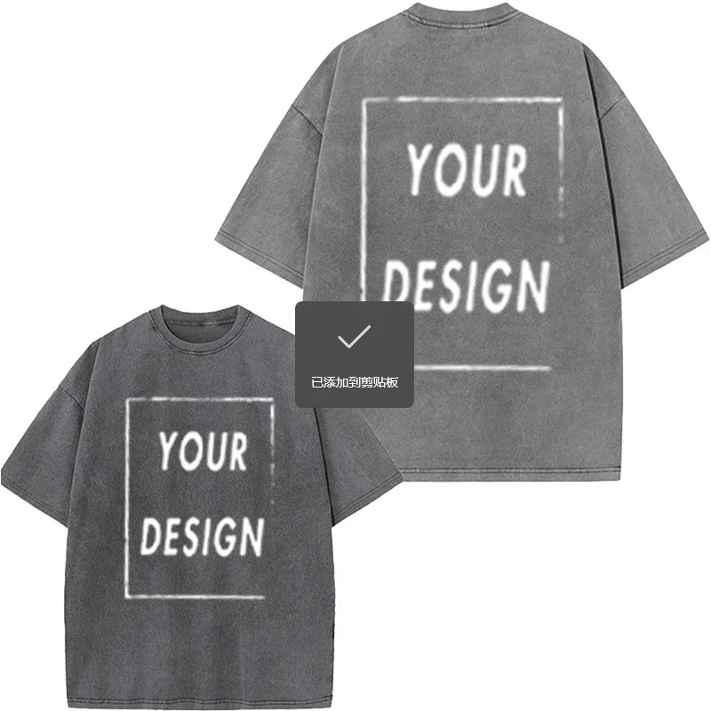 Men's and Women's Cotton Washed T-Shirt Custom Printed T-Shirt 230G Top DIY Your Favorite Pattern or Logo Fashionable Custom Top