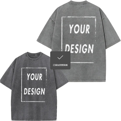 Men's and Women's Cotton Washed T-Shirt Custom Printed T-Shirt 230G Top DIY Your Favorite Pattern or Logo Fashionable Custom Top