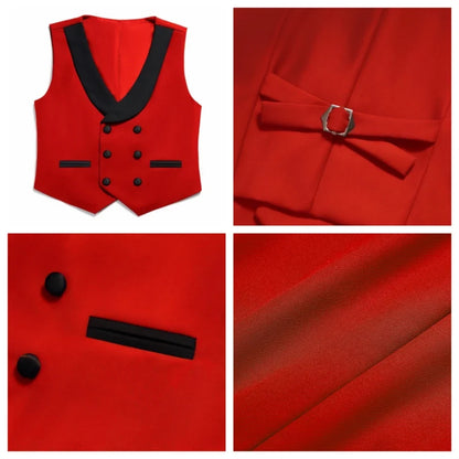 Autumn Kids Long Sleeved Suit Set 4 Pieces Formal Occasion Wear Handsome Smart Shawl Lapel Boys Suits Wedding Guest Clothes