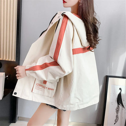 Fashion Work Jacket Harajuku Streetwear Kpop Hoodie Women Anime Tops Vintage Ulzzang Autumn Boyfriend Patchwork Jacket Femme