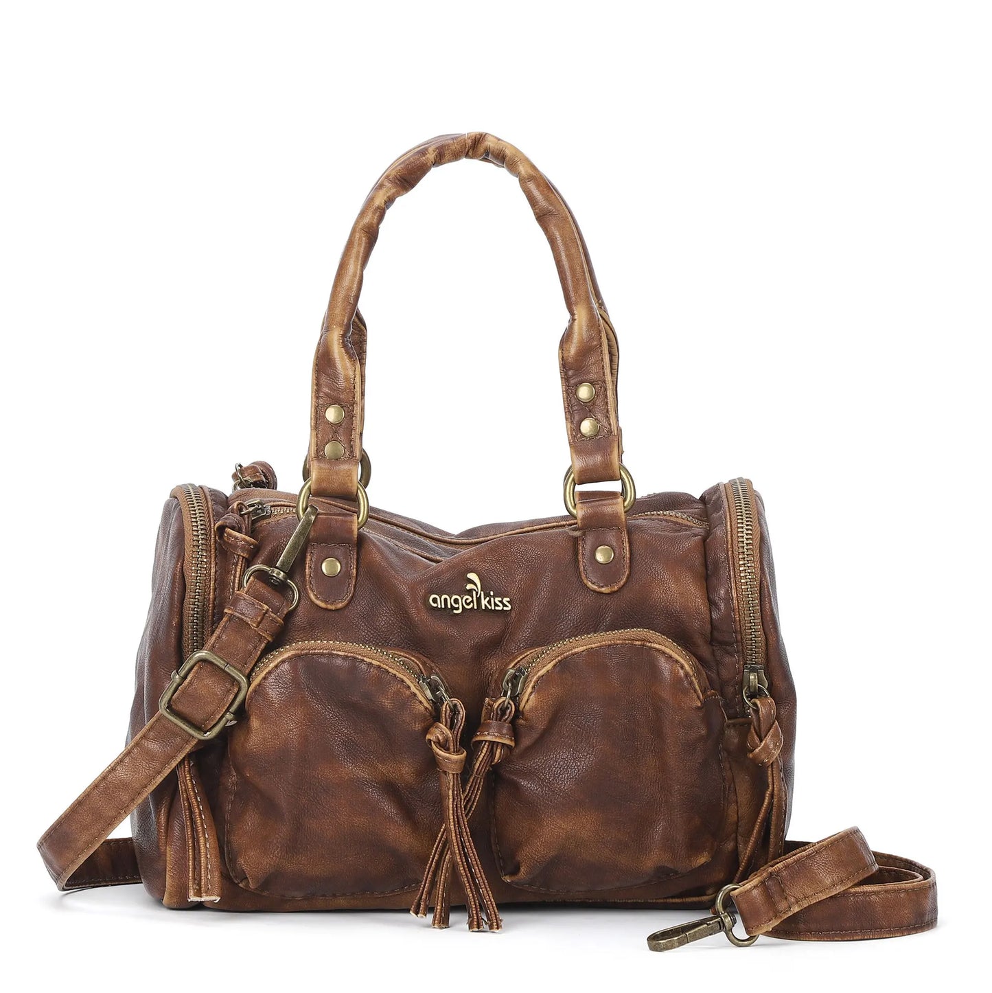 Vintage Women Handbags Small Satchel Top-handle Boston Bag PU Shoulder Bag Fashion Dumpling Pack Multi-pockets Shoulder Bags