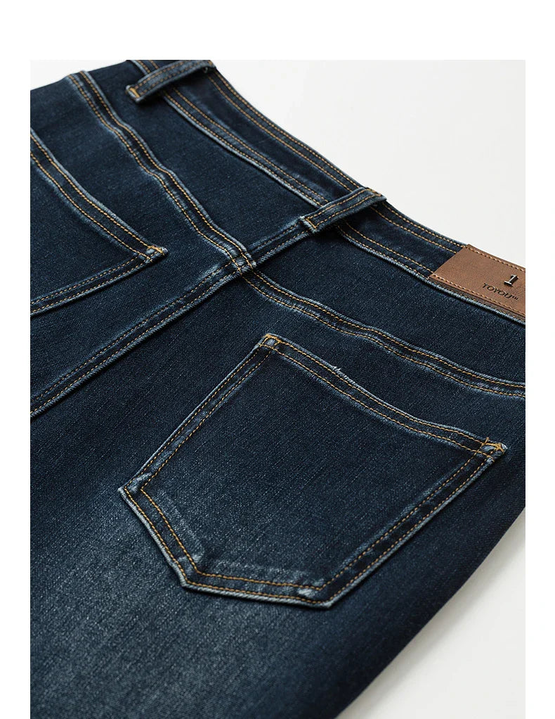Women Denim jeans 2025 Autumn New Lycra Stretch Mid Waist Cotton Flares Pants