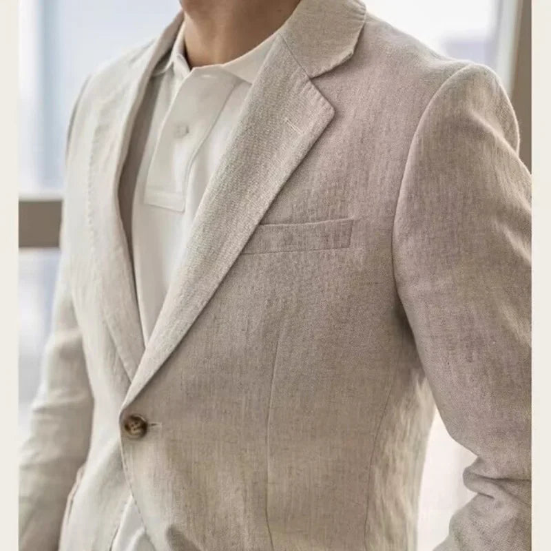 Summer Linen Casual Breathable Men's Lightweight Breathable Slim-Fit Blazer Vintage Italian Style Trendy