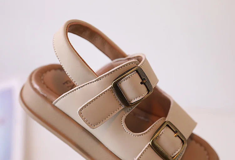 Classic Brown Boys Sandals Summer Sea Holiday Shoes Slides Slingback Soft Bottom Beige Girls Sandal Platform Sandals Kids H03243