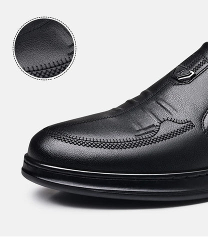 Men's Leather Business Loafers Spring Autumn Black Slip-On Shoes Male Breathable Soft Sole Comfortable Casual Driving Shoes Man