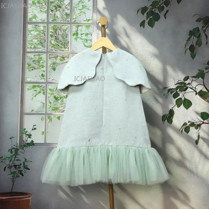 2026 Girls Elegant 3D Floral Bow Princess Gown Dress Children Formal Attire Vestido Costume Birthday Party Kids Clothing Pageant