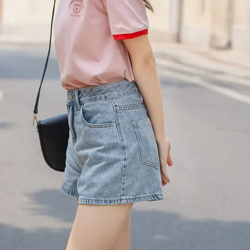 Lucyever Wide Leg Denim Shorts Women Casual High Waist Loose Straight Shorts Woman 2025 Spring Summer Classic Button Jean Shorts