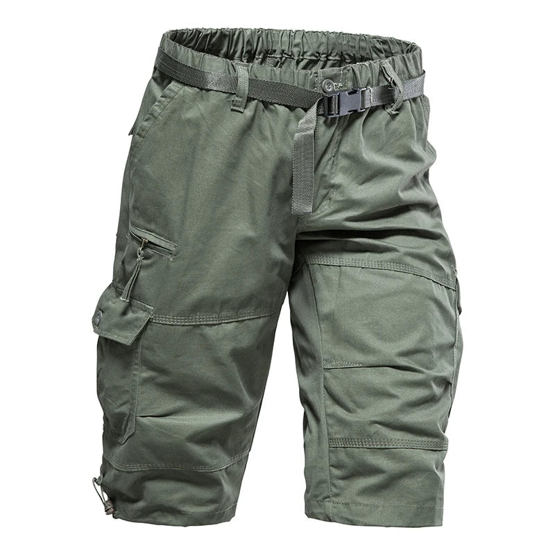 Mens Cargo Shorts Casual Half Pants Elastic Waist Summer Camo Shorts Sports Running Hiking Multiple Pockets Male Knee Pants