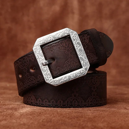3.8CM Pure Cowhide High Quality Genuine Leather Belts for Men Strap Male Stainless Steel Buckle Jeans Thickening Cowboy Cintos