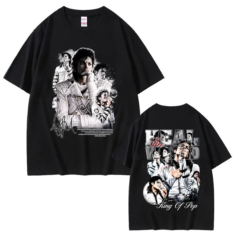 Classic Retro Michael Jackson King of Pop T-shirt Men Women Vintage Gothic Rock T-shirts Men's Hip Hop Punk Oversized T Shirts