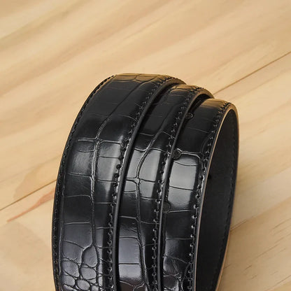 Men's Alligator Pattern Belt - Alloy Buckle, , Square Button, Fashionable Adjustable Dress Belt