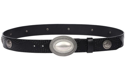 3.8CM Heavy Metal Rivet Men Real Genuine Leather Belt Men Smooth Buckle Stud Punk Jeans Belts For Jeans Strap Rock Cowboy