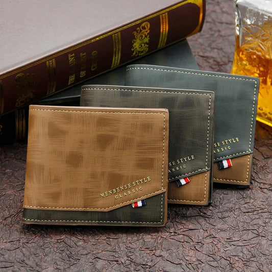 Portefeuilles courts pour hommes Givrés Grande capacité Portefeuille en cuir Multi-fentes Porte-monnaie Porte-photo Petits portefeuilles pour hommes cartera hombre