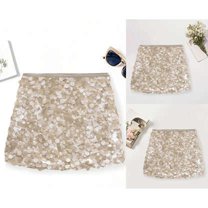 2025 New Collection Women Y2K Mini Skirt Bling Soild Sequin Skirt Slim Fit Summer Bodycon Skirt Clubwear for Bar Party