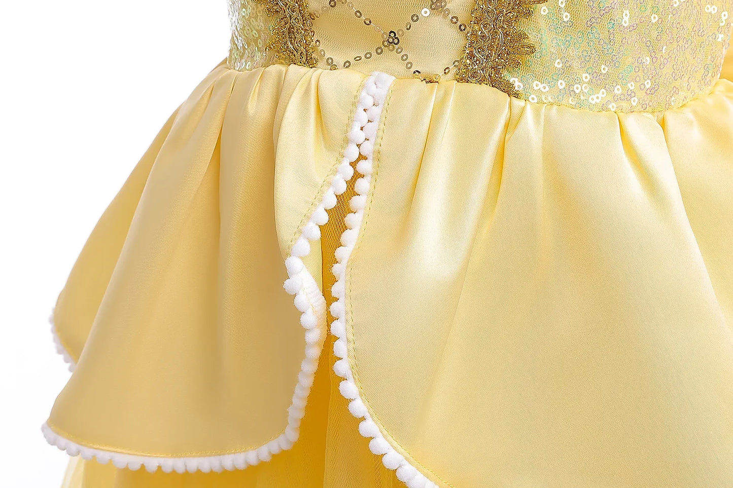 Kids Belle Elegant Costume Girls Halloween Princess Cosplay Party Mesh Dress Children Birthday Clothes Carnival Luxury Ball Gown