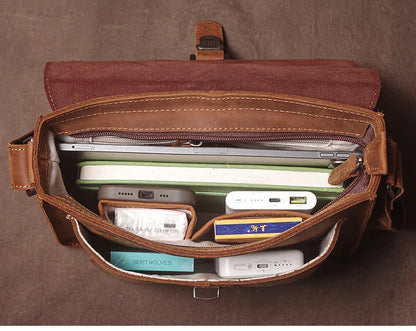 Luxury Brand Genuine Leather Shoulder Bag Men Crazy Horse Cowhide Messenger Bag Women Retro Crossbody Bag Trend Satchel Bag
