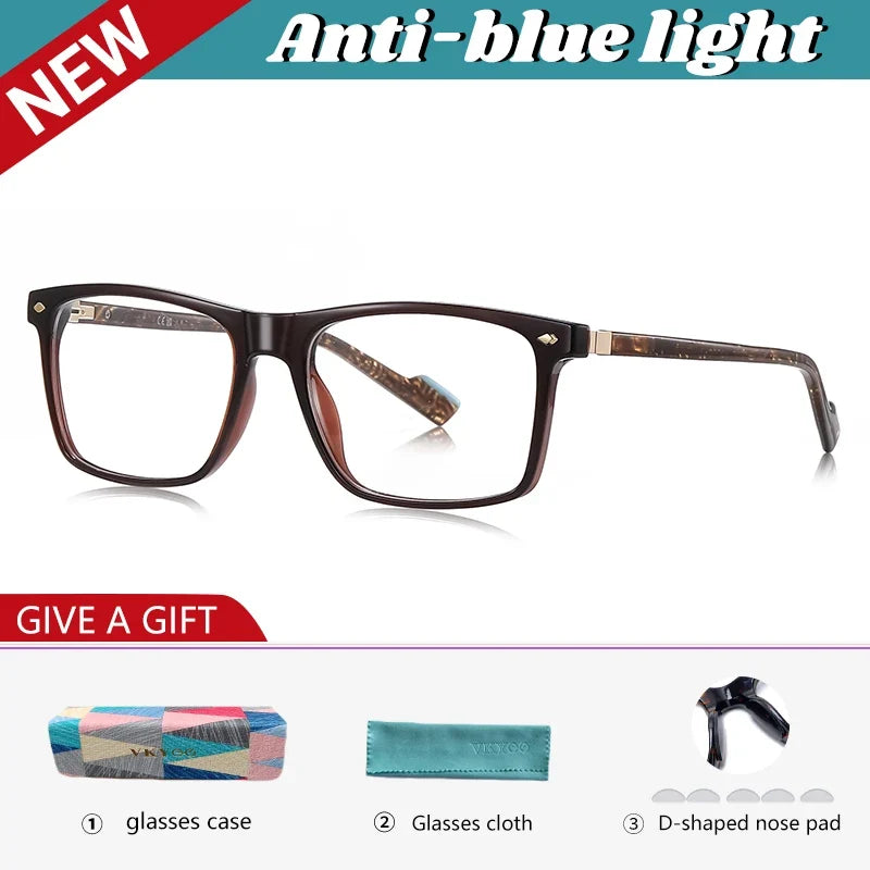 New Fashionable Geometric Square Frame Minimalist Design Men's Anti-Blue Light Glasses Customizable Prescription LS218