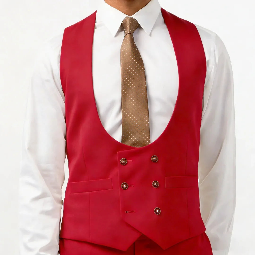 Men Vest White Double Button With Pocket Solid Waistcoat For Wedding Banquet Business Work Office Casual Daily Men Suit Vest
