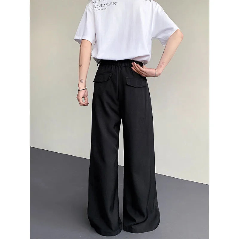 2023 New Black Suit Pants Men Fashion Social Mens Dress Pants Korean Loose Oversized Wide Leg Pants Mens Formal Trousers M-2XL