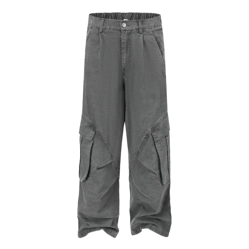 Vintage Streetwear Multi Pocket Cargo Pants Unisex Loose Straight Fit High Quality Trendy Japanese Style Trousers For Men Women
