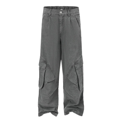 Vintage Streetwear Multi Pocket Cargo Pants Unisex Loose Straight Fit High Quality Trendy Japanese Style Trousers For Men Women