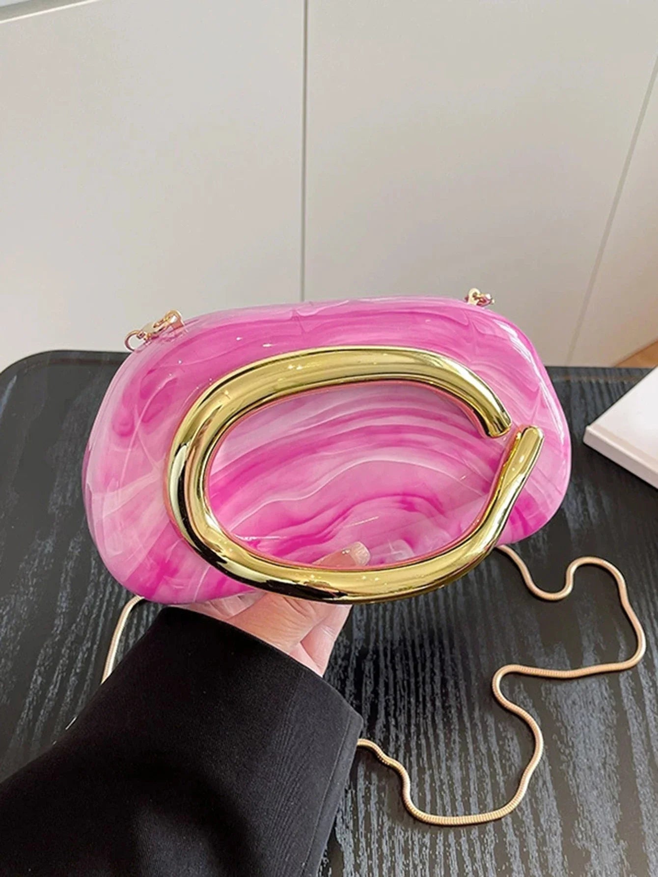 Women's Sealed Box Shaped Acrylic Clutch Fashion Dinner Wedding Party Handbag Elegant Luxury Designer Crossbody Shoulder Bag