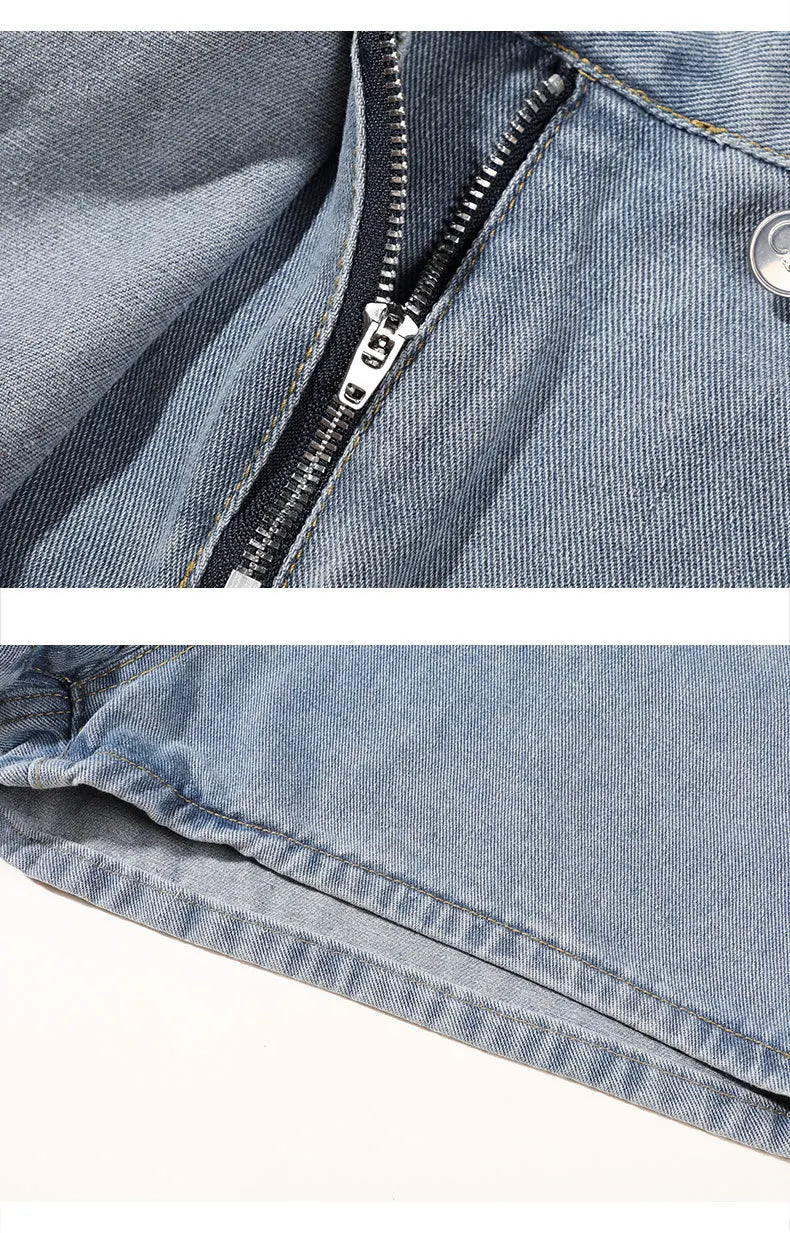 2026 Summer Women High Waist A-line Shorts Light Color Fake Two-piece Design Elegant Slimming Hot Girl Pants Denim Short Skirt