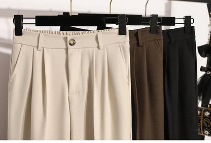 Plus Size Pants Woman 2026 Spring Autumn New Arrival High Waist Suit Pants High Quality Korean Style Straight Trousers