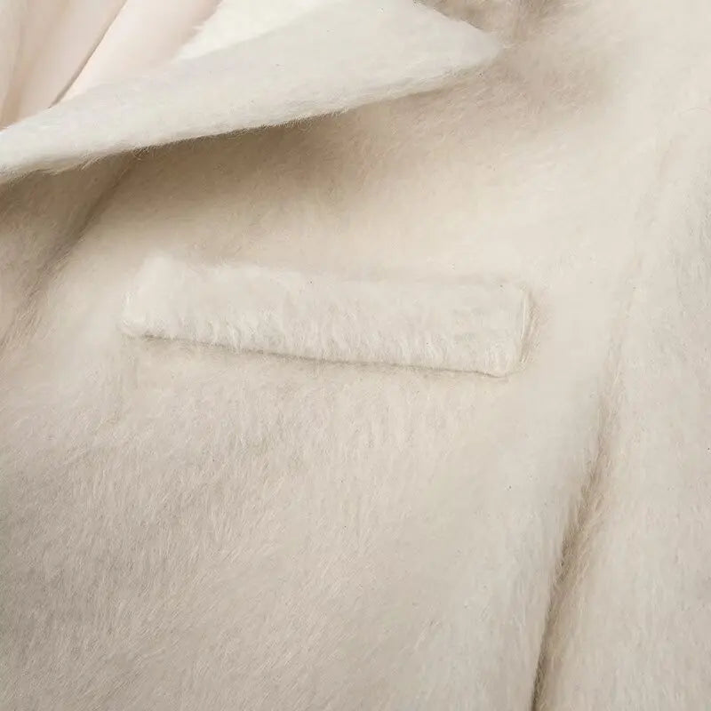 2026 Women Winter Blazer Coat Turn Down Collar Warm Coat Turn Down Collar Fashion Design Blazer Feminino Tops Clothes