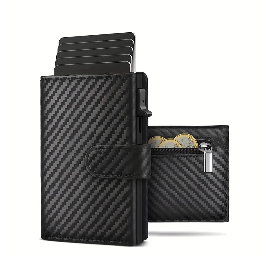 Porte-monnaie Pop-Up avec Compartiment Monnaie Protection RFID Porte-cartes de Crédit pour hommes
