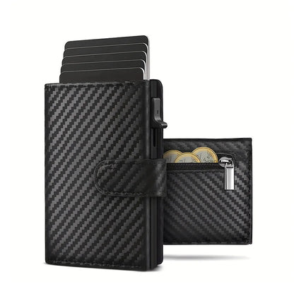 Porte-monnaie Pop-Up avec Compartiment Monnaie Protection RFID Porte-cartes de Crédit pour hommes
