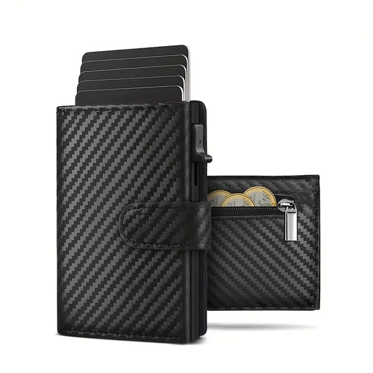 Porte-monnaie Pop-Up avec Compartiment Monnaie Protection RFID Porte-cartes de Crédit pour hommes