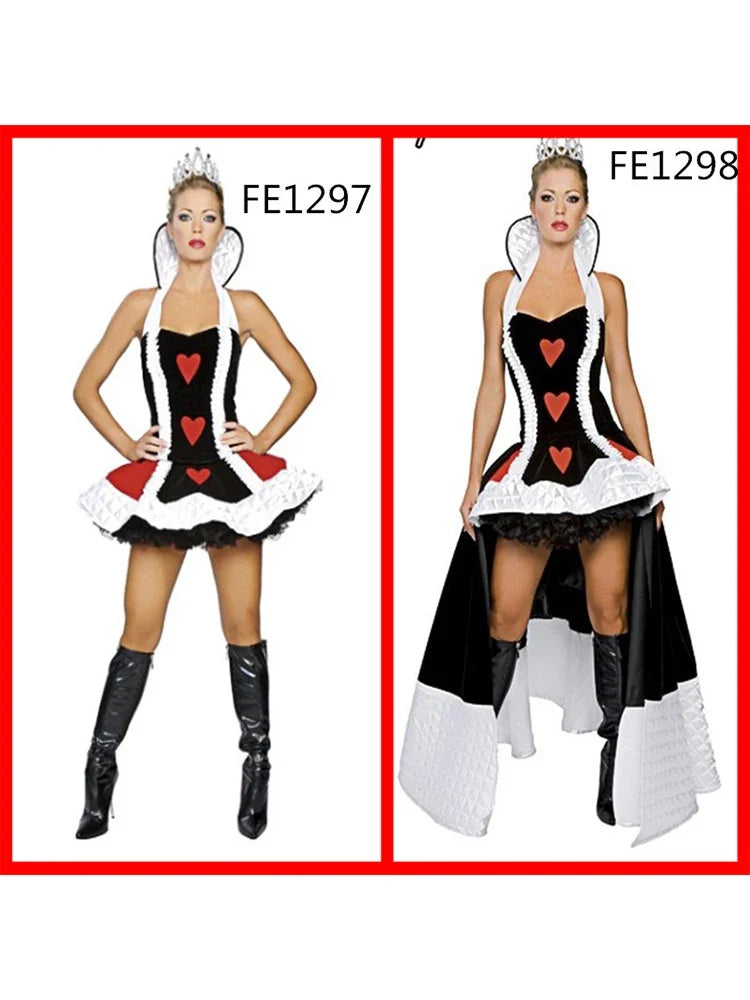 Sexy Queen of Hearts Costume Women Adult Fantasy Party Cosplay Fancy Sexy Costume Disfraz Adulto Halloween Carnival Dress Up