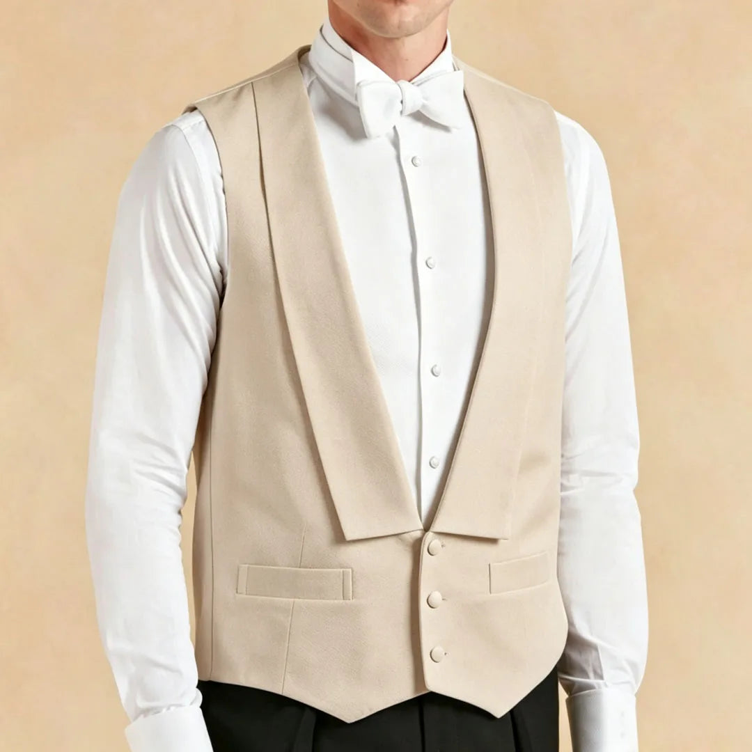 Men Vest White Single Button Solid With Lapel Waistcoat For Wedding Banquet Party Business Work Casual Daily Men Suit Vest