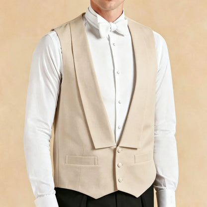 Men Vest White Single Button Solid With Lapel Waistcoat For Wedding Banquet Party Business Work Casual Daily Men Suit Vest