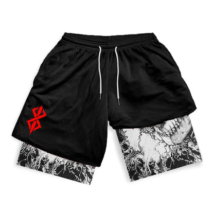 Print 2 in 1 Running Shorts for Men Gym Workout Fitness Athletic Shorts with Pockets Summer Activewear Quick Dry Stretch