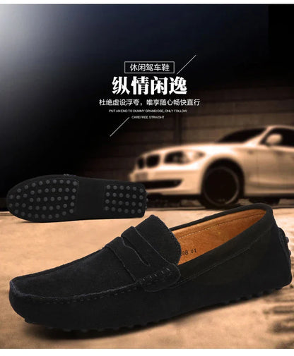 Men's Casual Fashion Genuine Leather Loafers Moccasins Slip-On Driving Shoes 38-50 Size Range Male Flats Comfort Footwear