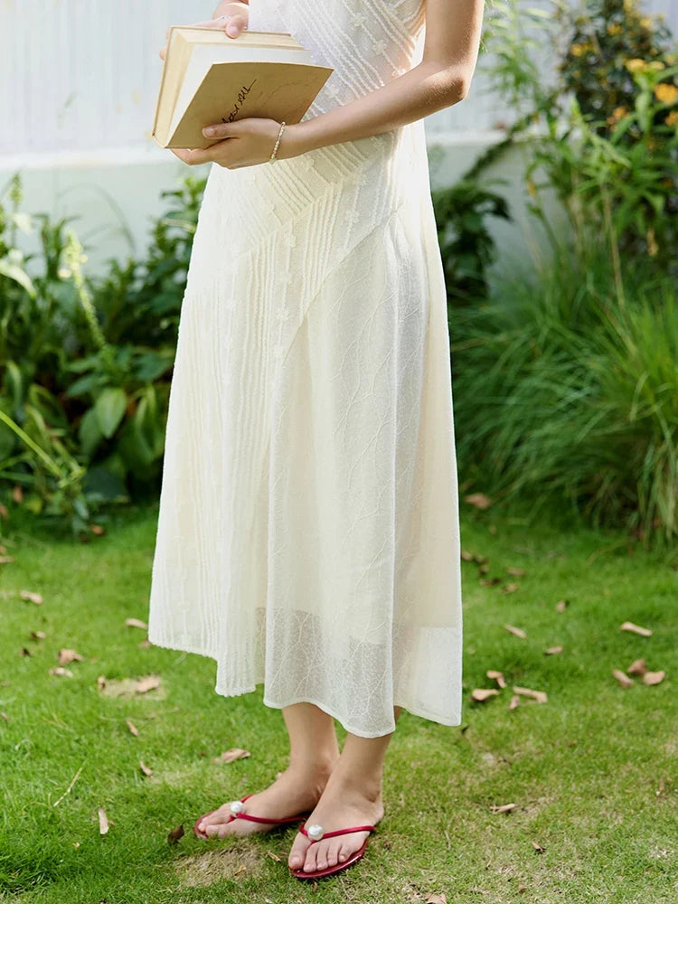 Asymmetric Lace Fishtail Dress 2026 Summer Flower Embroidery Sleeveless Elegant Dress Round Neck Long Dresses MXE35L2301