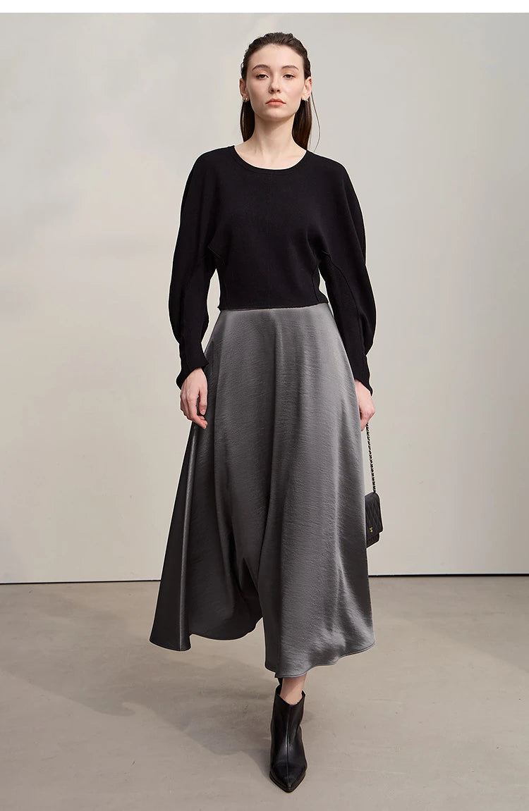 Women's Skirt Loose Long A-skirt Satin Skirts For Women 2025 Autumn New Minimalist Solid Color Clothing Ladies 12513015