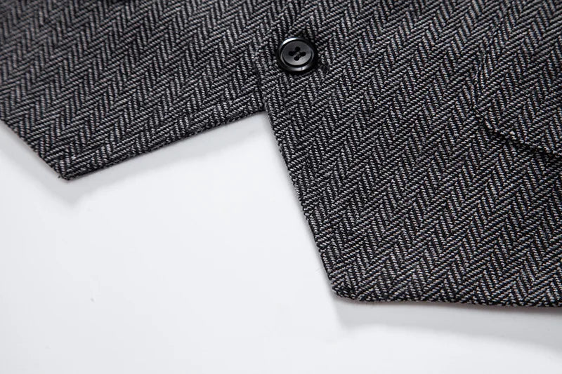 Men's Herringbone Vest Spring/summer V-neck Single Breasted Patchwork Waistcoat Slim Fit Mens Casual Suit Vest Best Dress