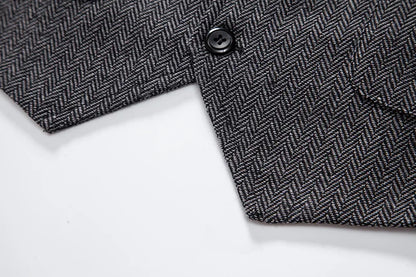 Men's Herringbone Vest Spring/summer V-neck Single Breasted Patchwork Waistcoat Slim Fit Mens Casual Suit Vest Best Dress