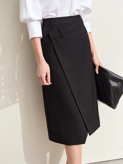 Minimalism 2024 Autumn Skirts for Women New Commuter Intellectual One-piece Wrap A-line Solid Slim Blazer Skirt 12443019