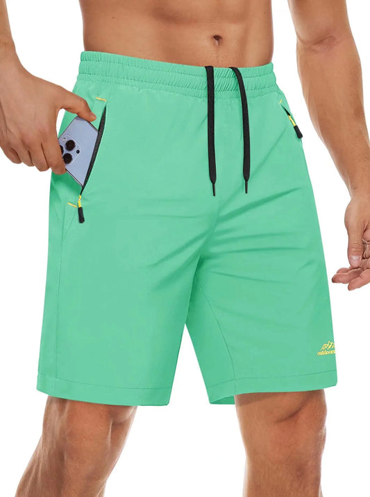 Quick Dry Athletic Shorts with Zipper Pockets Men's Summer Running Shorts Gym Training Workout Fitness Hiking Shorts