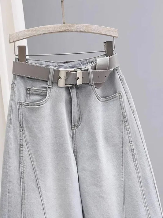 Spring Summer New Loose Dad Jeans Women Wide Leg High Waist Denim Pants Elastic Banana Long Trousers Sli Slimming Effect