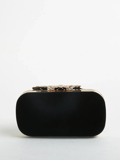 Rhinestone Clutch Bag with Crystal Floral Clasp Women Evening Handbag Formal Party Purse
